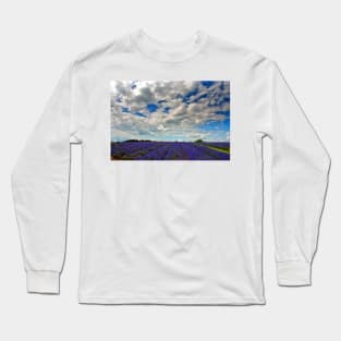 Lavender Field Summer Flowers Cotswolds England Long Sleeve T-Shirt